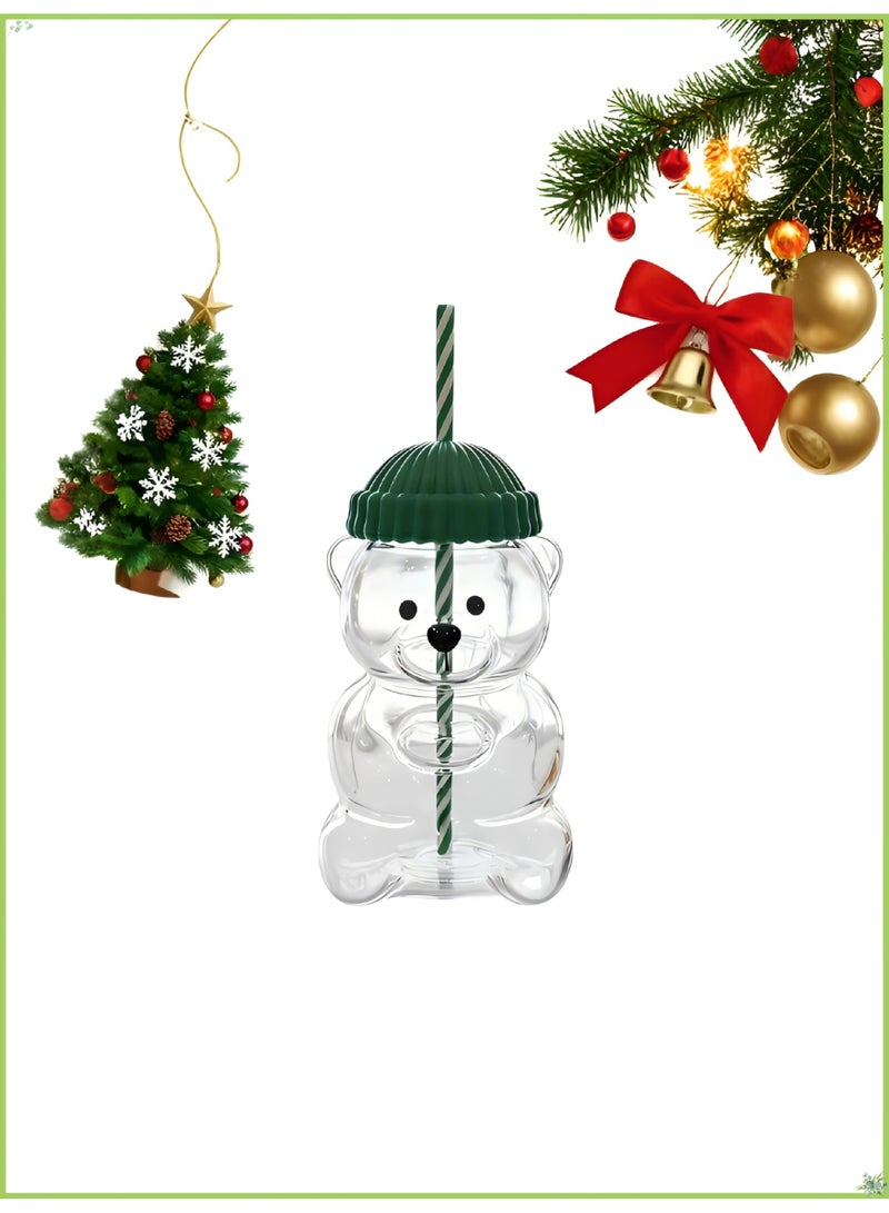 New Bear Straw Cup, Cute Bear Glass Cup With Straw, 2026 Cute Coffee Mugs, Glass Bears Cups, Coffee Beers Wine Cocktail Drinks Glassware (1Pc)